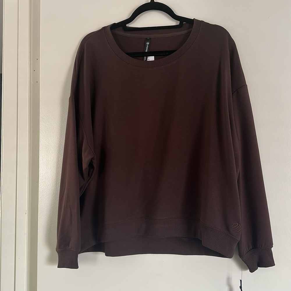 Brown Crew Neck Sweater with Relaxed Fit